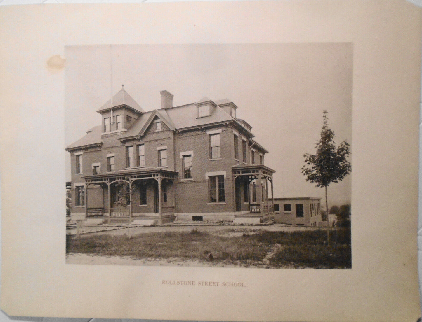 Rollstone Street School, Fitchburg MA - print - early 1900s - 13.75" x 10.25"