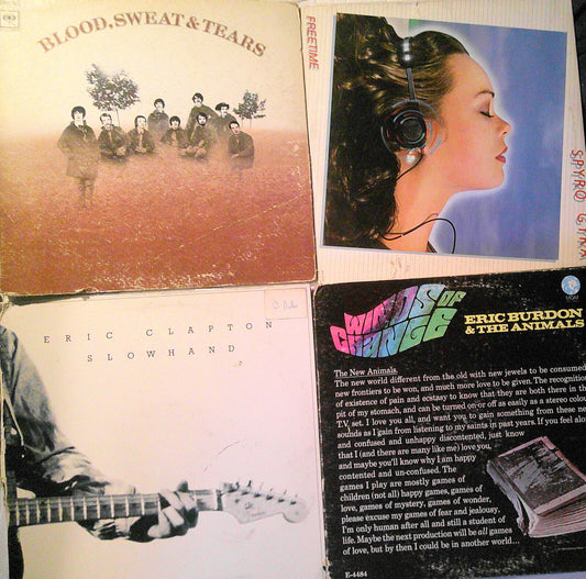 Lot of 4 rock LPs : Eric Clapton; Blood, Sweat & Tears; Spyro Gyra; Eric Burdon
