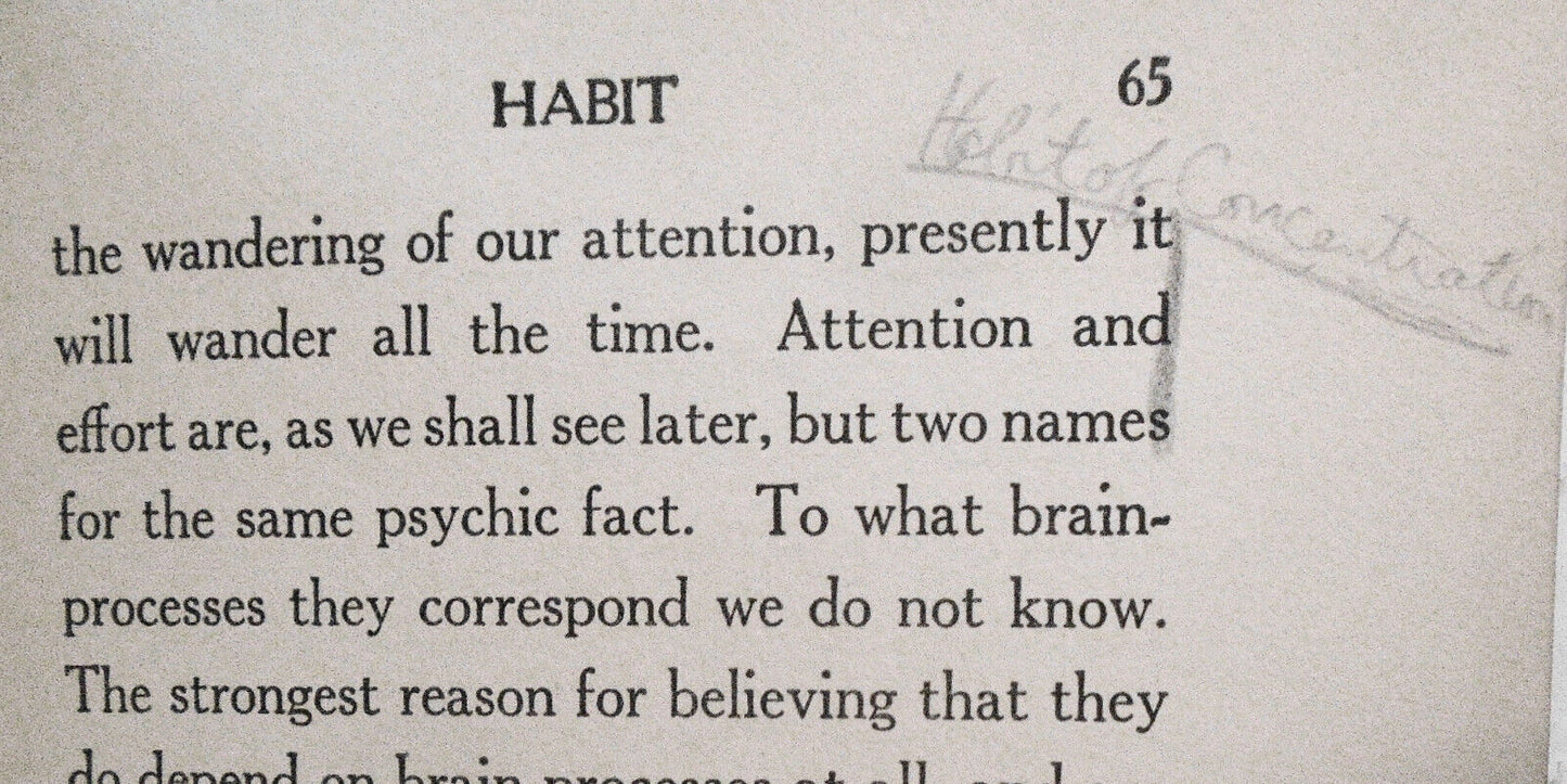 William James: Habit SIGNED by Robert S Mulliken Nobel Prize winner in Chemistry