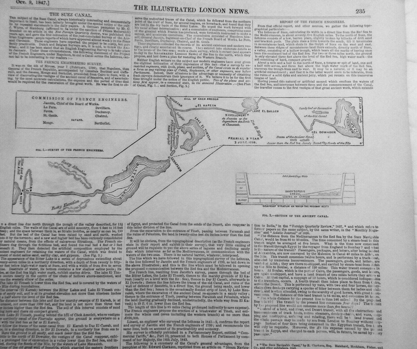 The Suez Canal [Proposal] - Report of the French Engineers. 1847. Prints & story