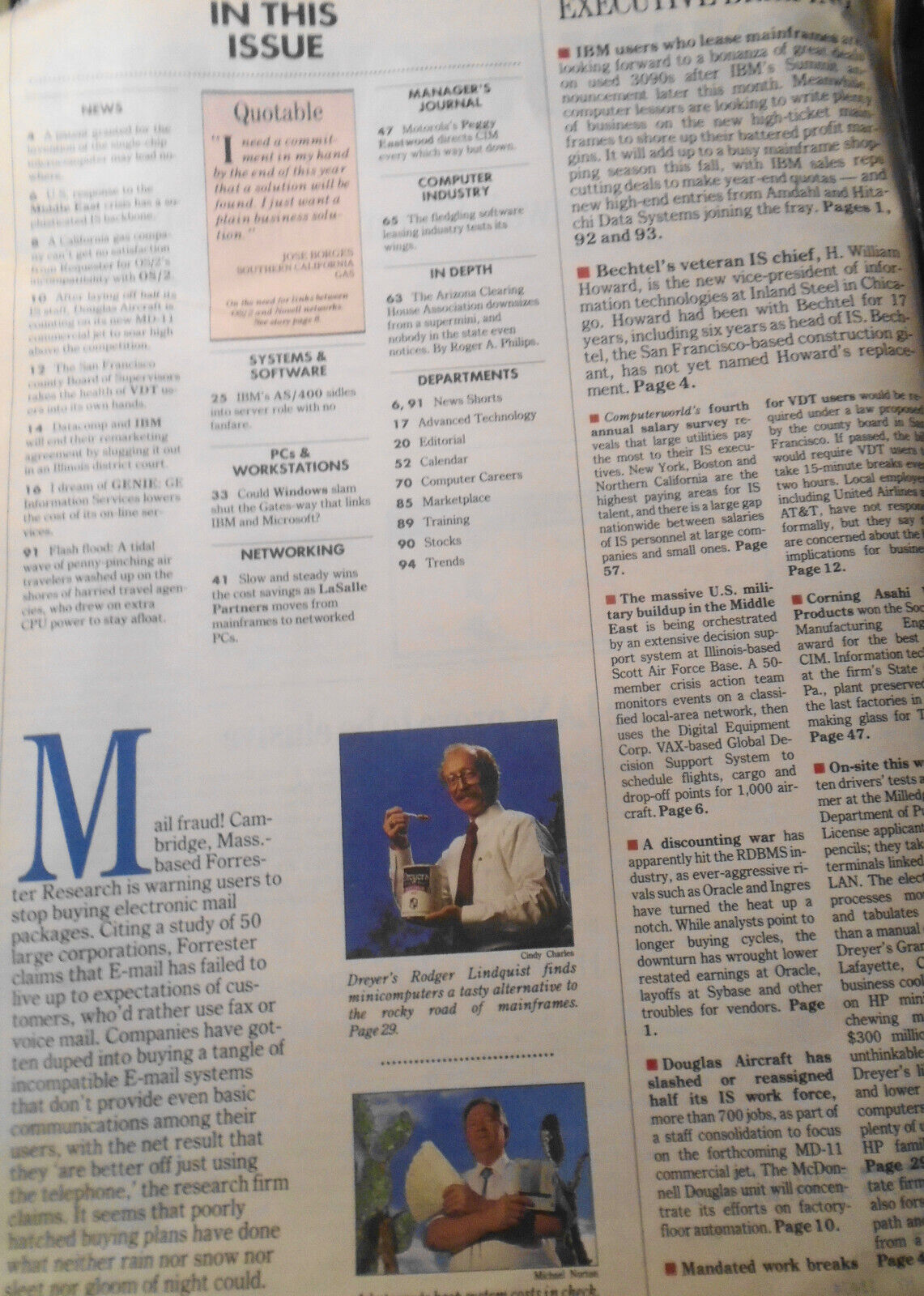 Computerworld Magazine, 2 issues, September 3, & October 5, 1990