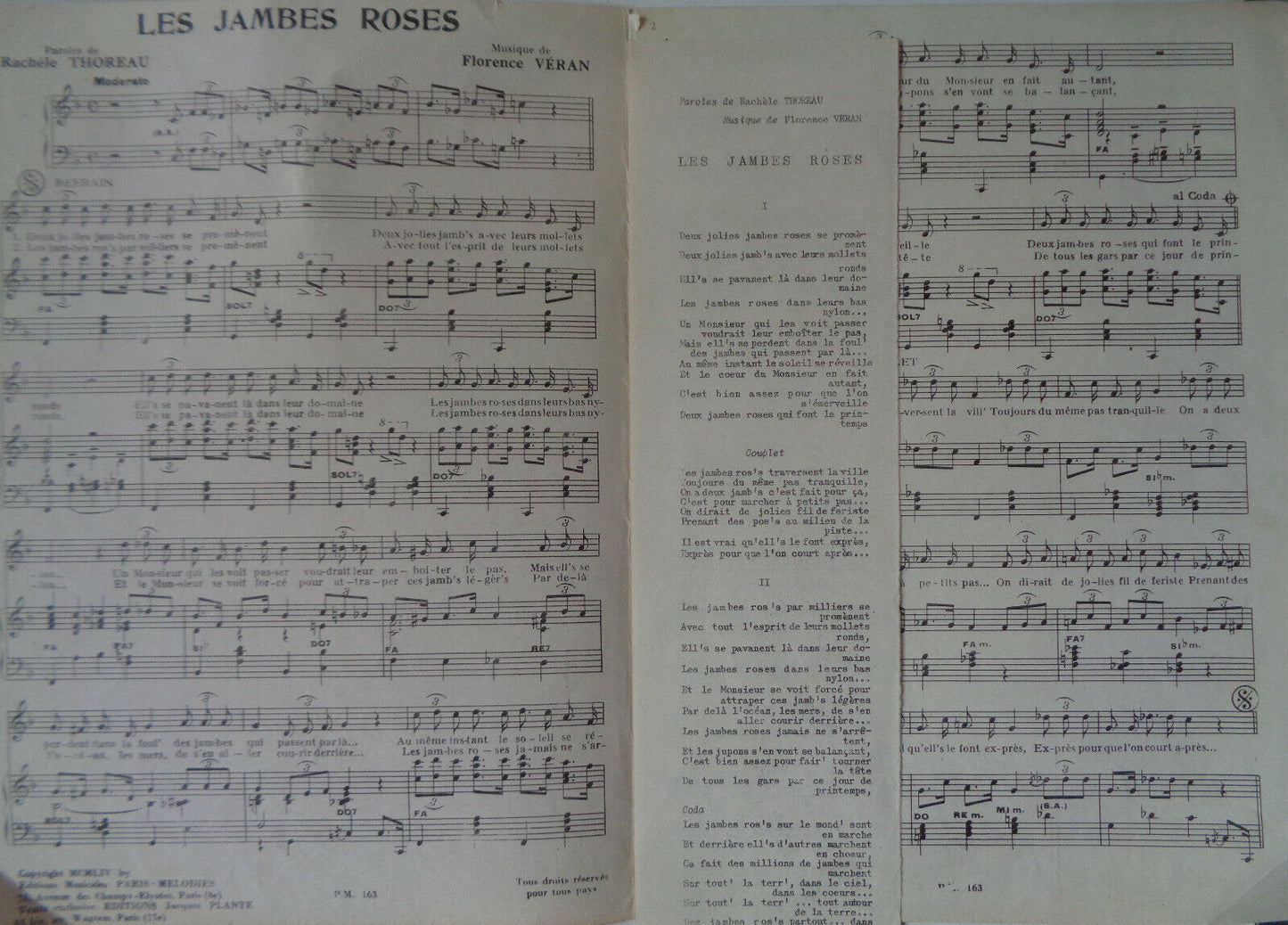 Les Jambes roses - musique de Florence Véran; paroles de Rachèle Thoreau. 1954
