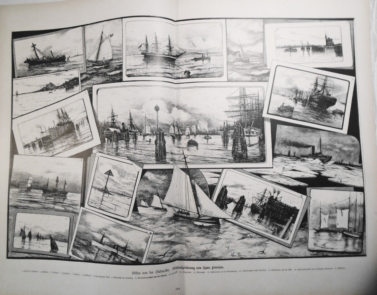 Bilder von der Niederelbe, Originalzeichnung von Hans Petersen - 1884 - 22 x 16"