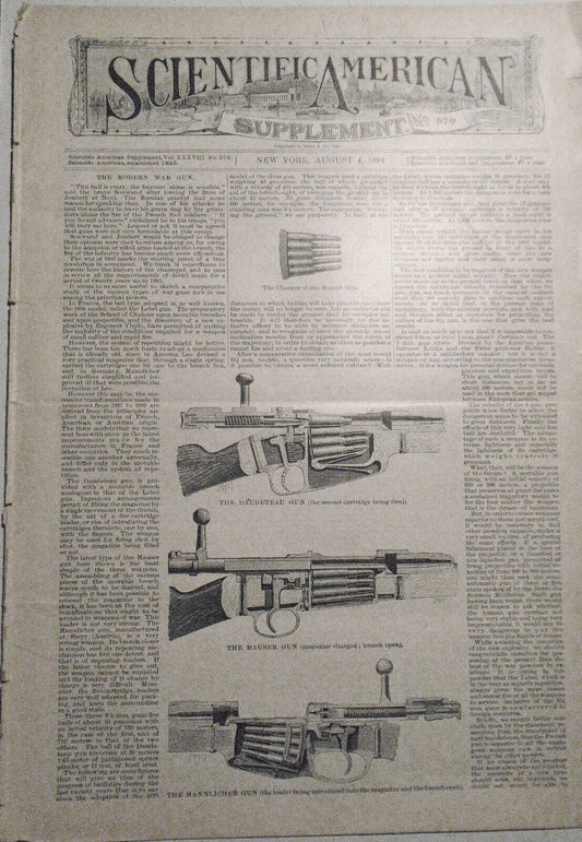 Scientific American Supplement, Aug 4, 1894  - Modern War Gun; Gibraltar; Genoa