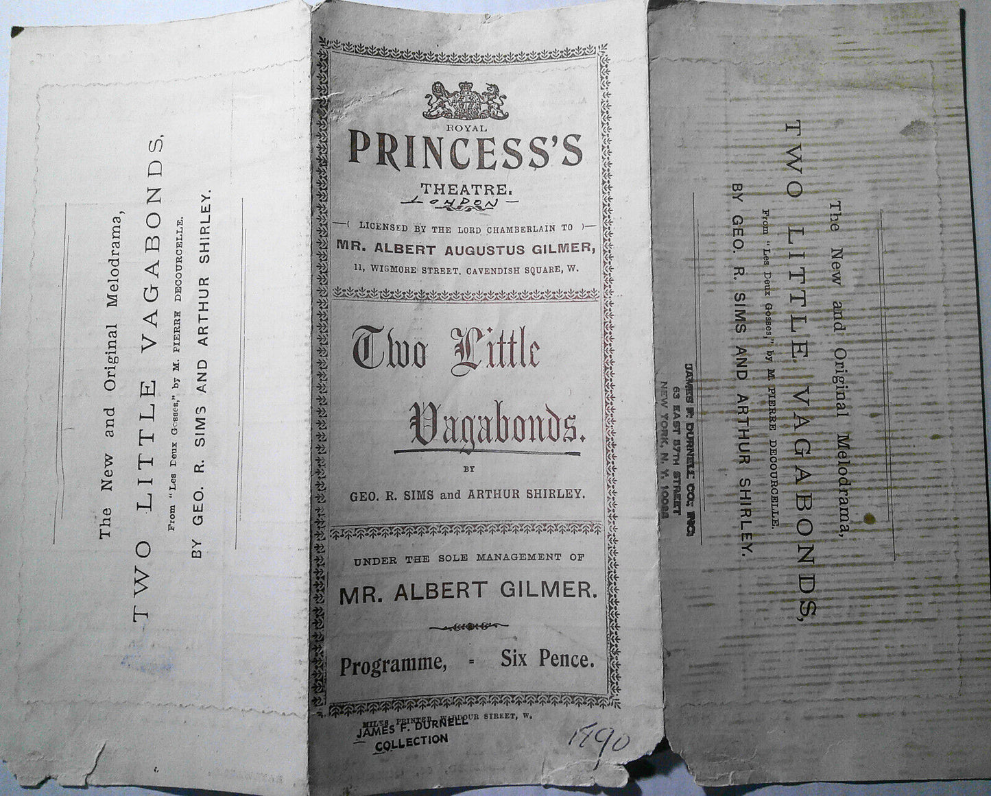 "Two Little Vagabonds" souvenir program, Royal Princess's Theatre, London [1896]
