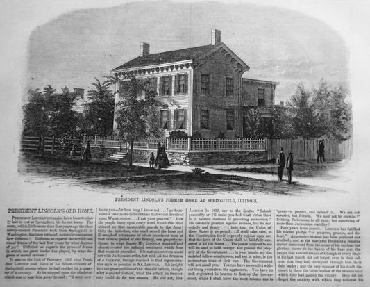 President Lincoln's Former Home At Springfield, IL  - Harper's Weekly 5/20/1865