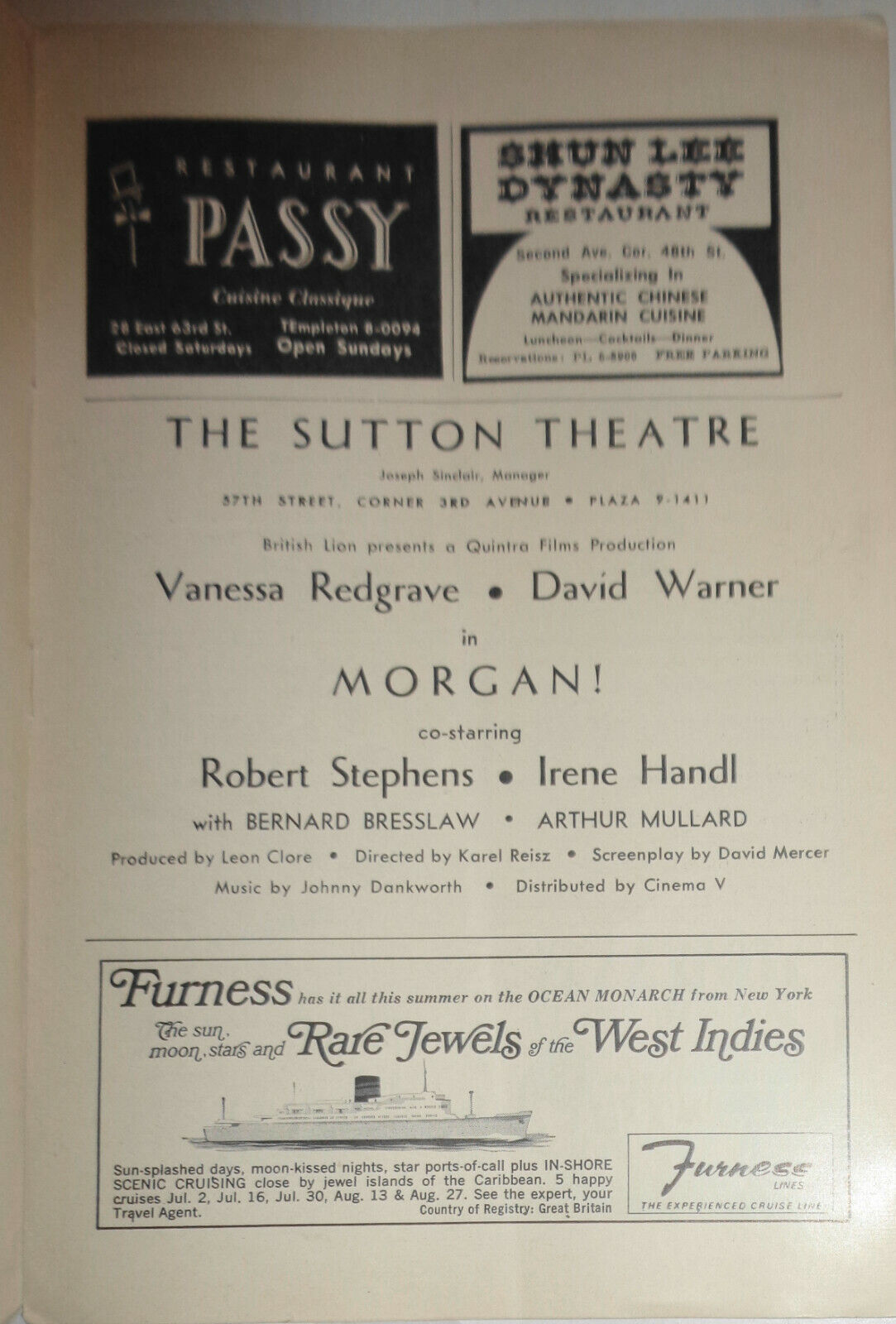 MORGAN! - SHOWCASE - MAY 1966 - VANESSA REDGRAVE - MAGAZINE FOR ART THEATREGOERS