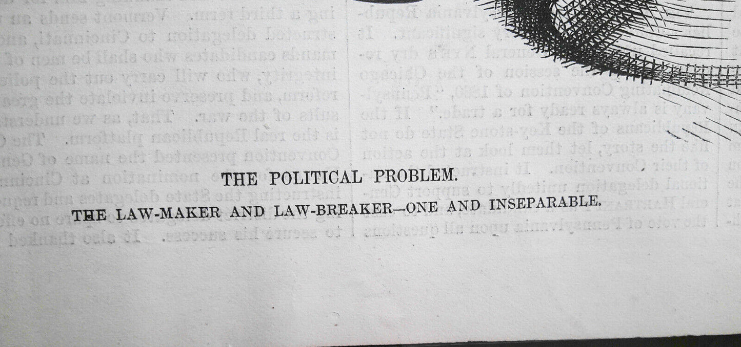 The Political Problem - The Law-Maker & Law-Breaker inseparable - Th. Nast 1876