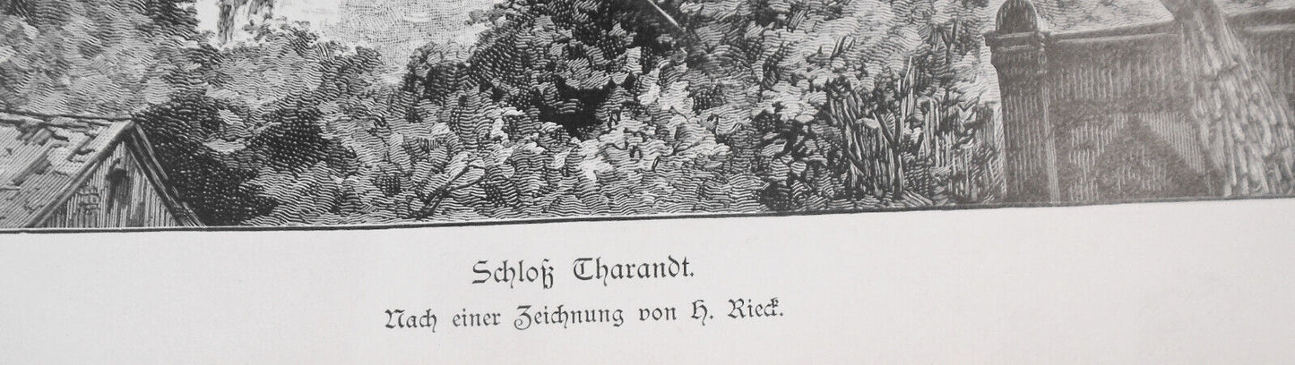 Schloß Tharandt, by  H. Rieck - 1886 - original antique print - 16 x 11 inches