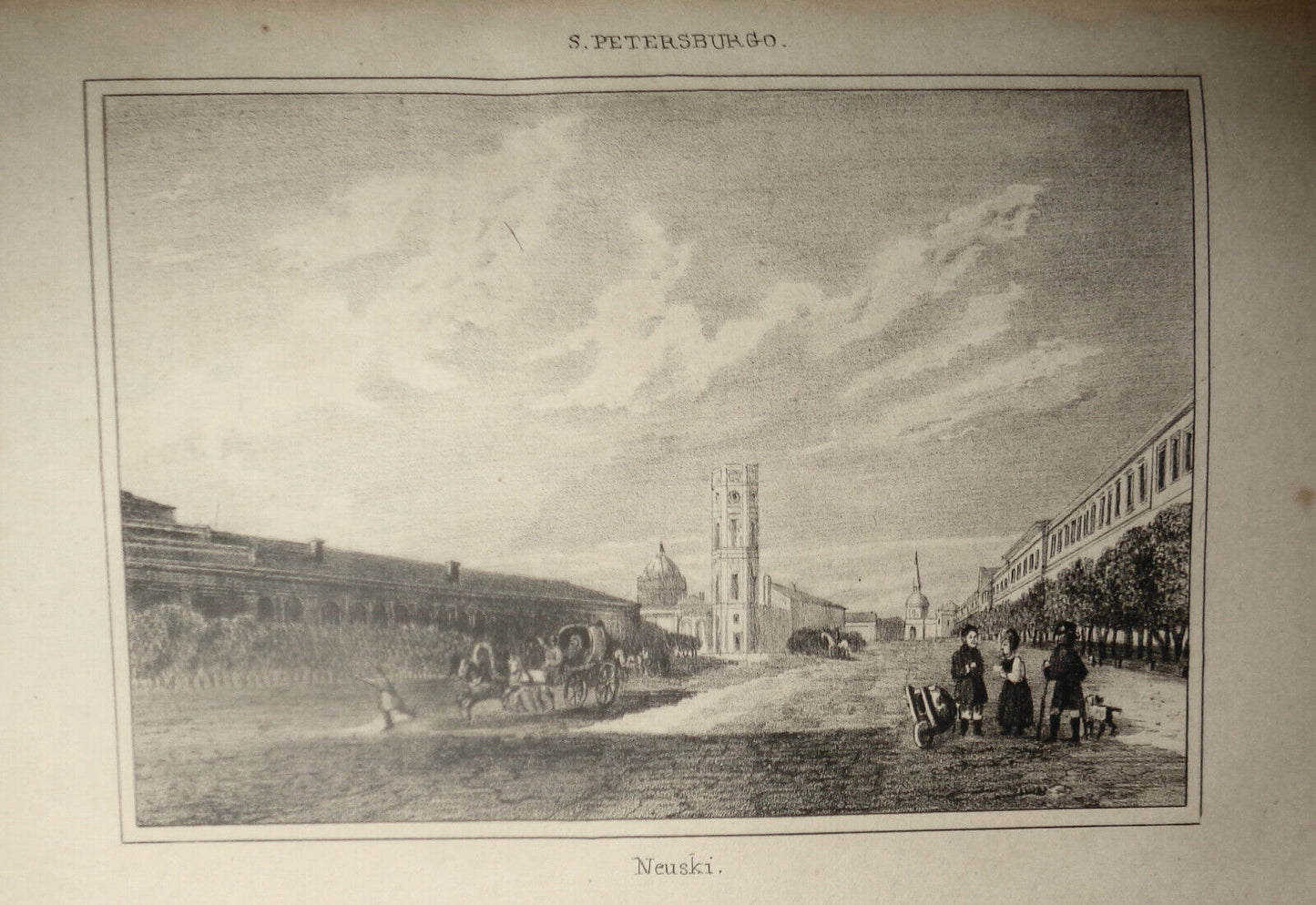 1840 S. Petersburgo - Neuski - original engraving from El universo pintoresco