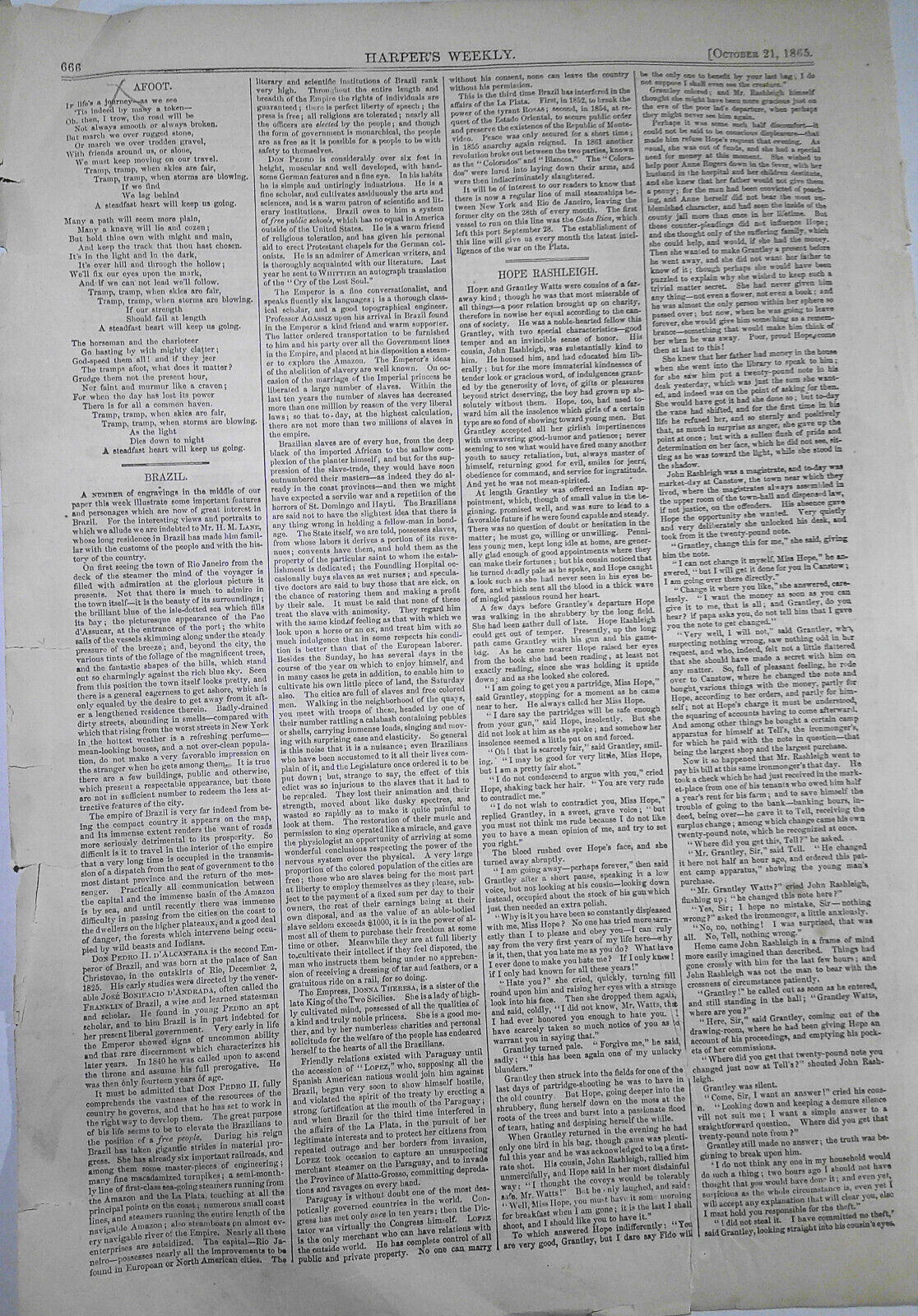 Rio de Janeiro, Brazil -  Harper's Weekly, 1865 - original double-page print