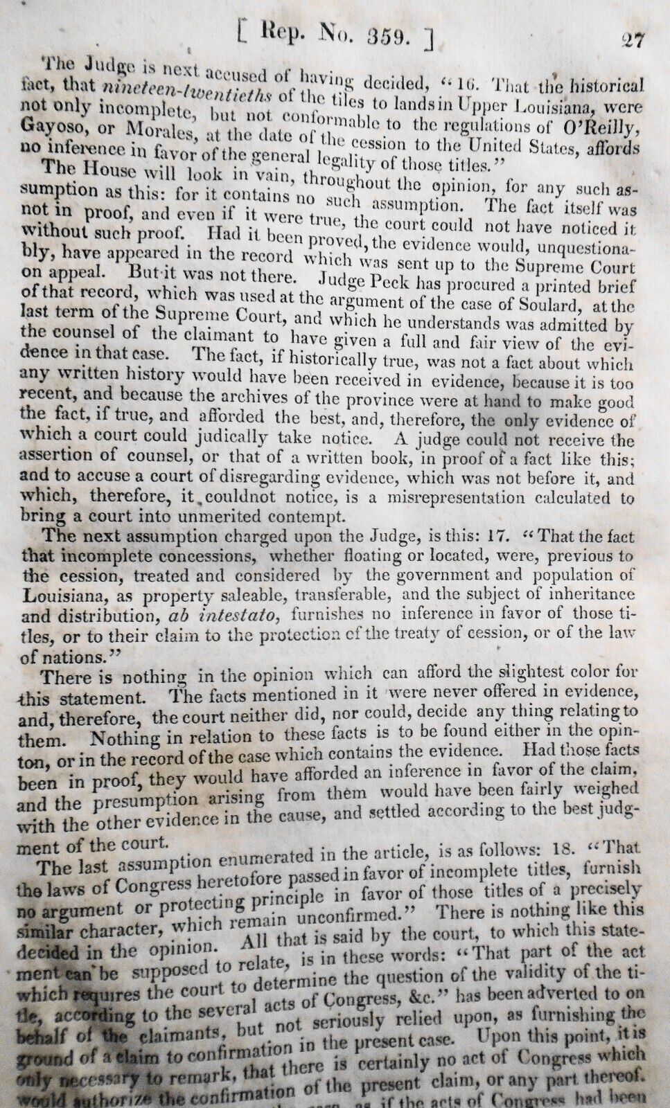 1830 Letter from James H. Peck... explanation in answer to charges [Impeachment]