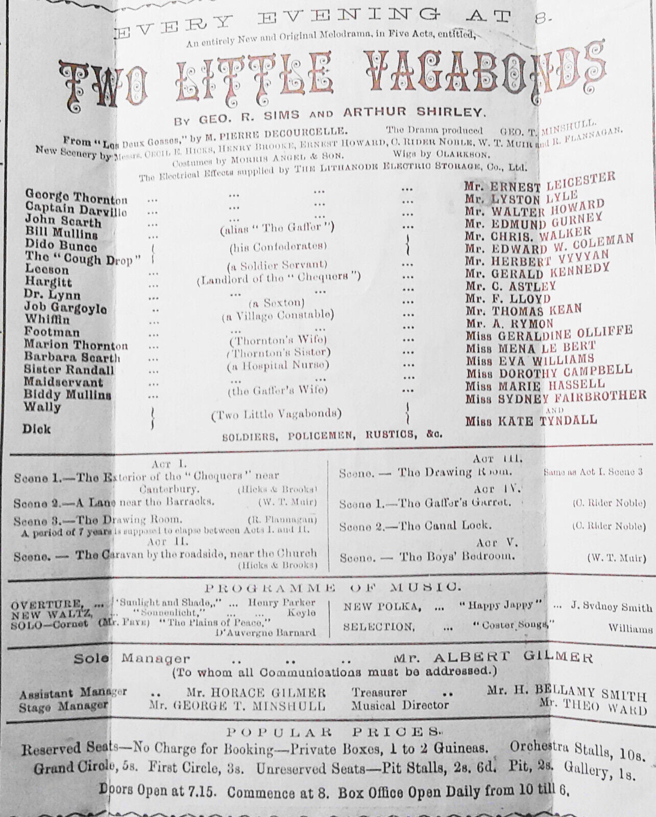 "Two Little Vagabonds" souvenir program, Royal Princess's Theatre, London [1896]