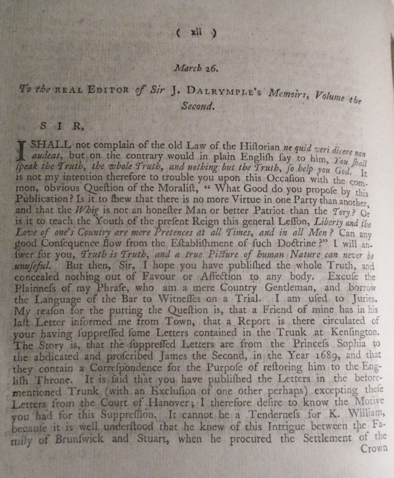 1773 Observations on ... "Memoirs of Great-Britain, by Sir John Dalrymple".