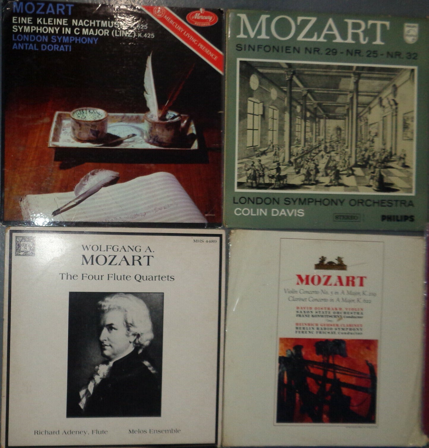 16 Mozart  LPs Lot : Dorati, Colin Davis, Oistrakh, Szell, Bohm, Mehta Klemperer