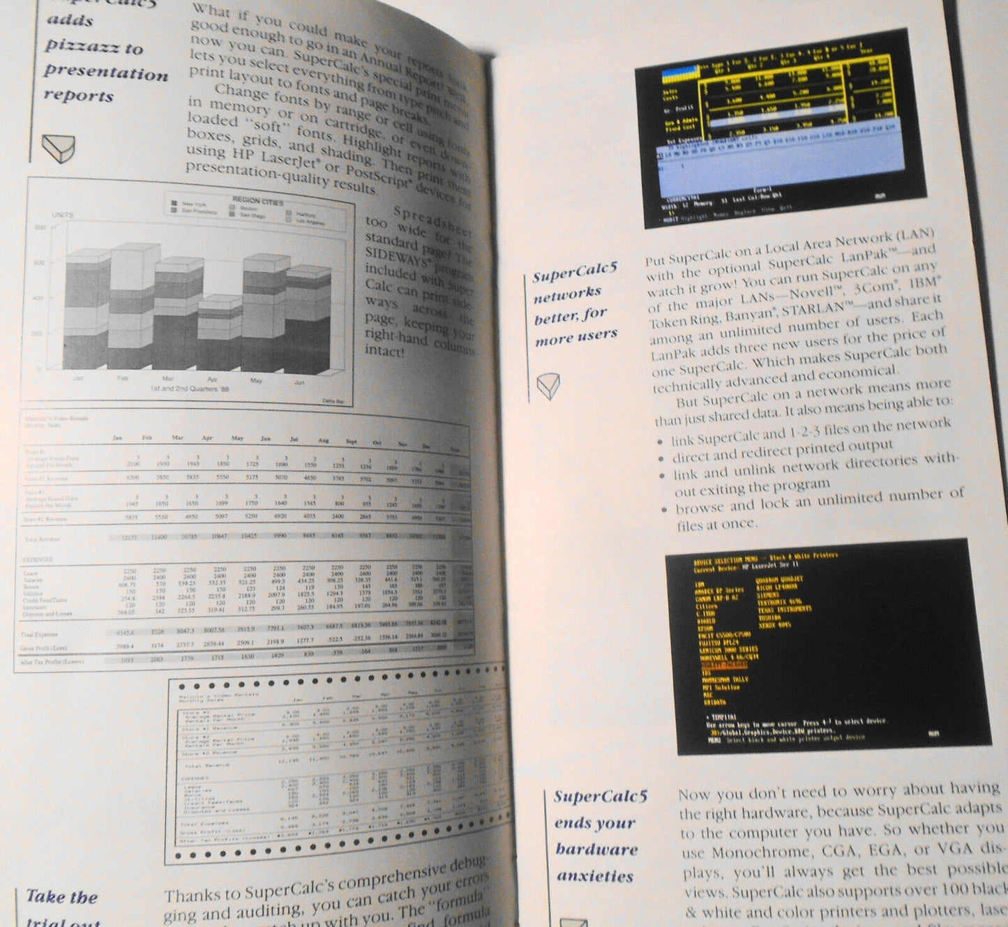 SuperCalc 5, by Computer Associates - Promotional brochure, 1989.