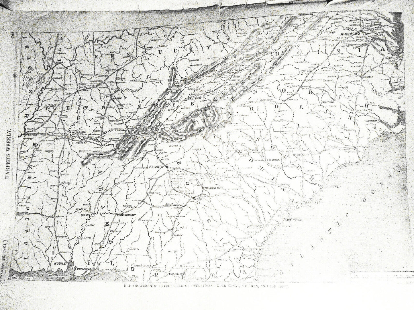 Harper's Weekly November 26, 1864  - Civil War, large map of operations, etc..