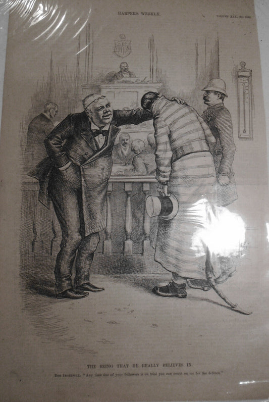 The Being That He Really Believes In, by Thomas Nast, Harper's Weekly, 1886 Orig