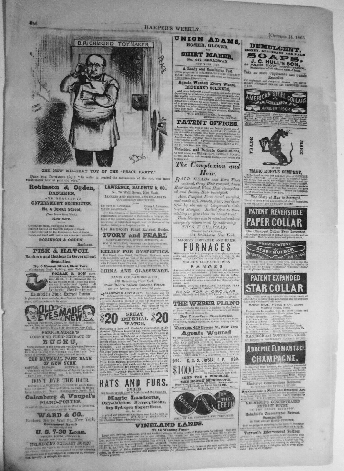 The new military toy of the "peace party" -- Harper's Weekly October 14, 1865