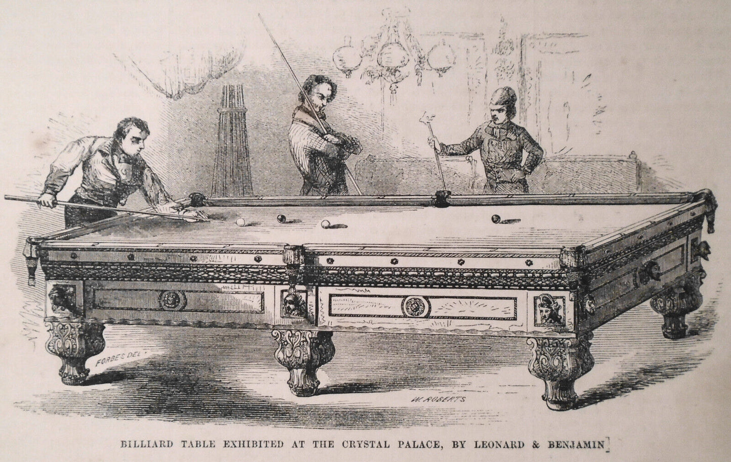 Gaspee Fire Engine; Billiard Table - At Crystal Palace -Gleason's Pictorial 1853