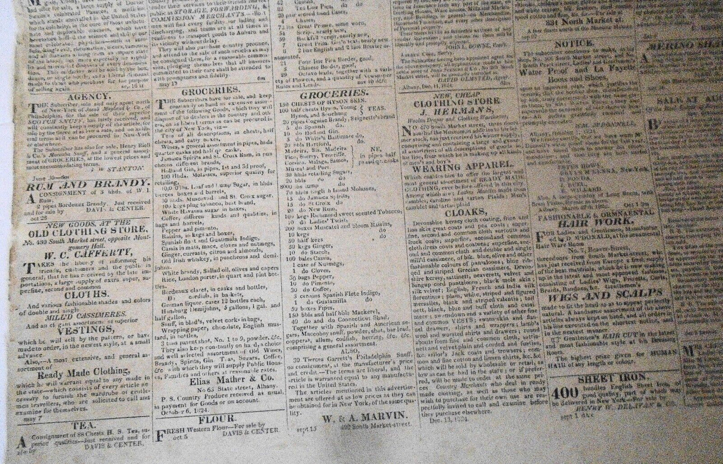 Albany Daily Advertiser January 7, 1825. New York Governor DeWitt Clinton's copy