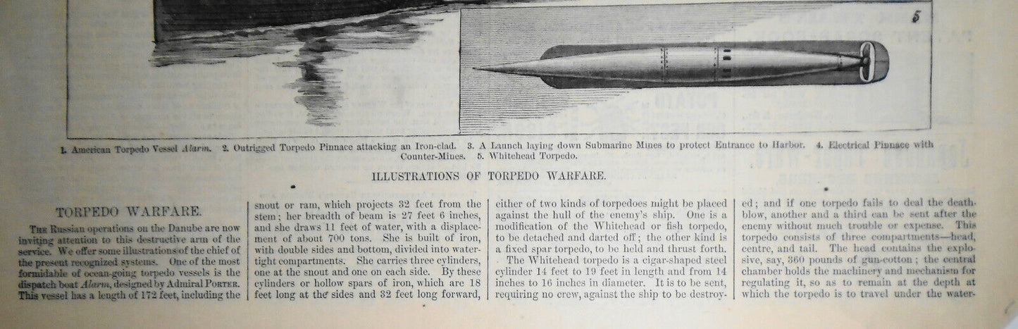 Illustrations Of Torpedo Warfare - Harper's Weekly, July 14, 1877