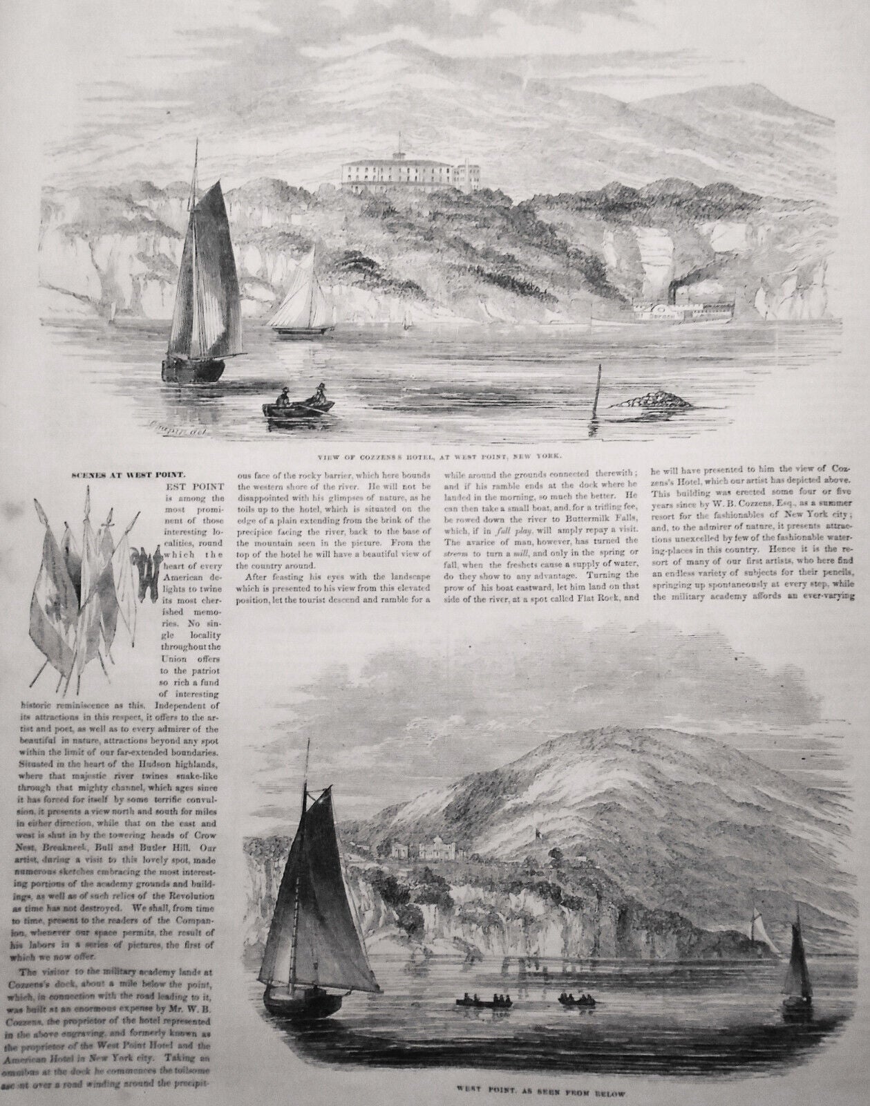 Sketches Of West Point, May 1, 1852. Gleason's Double Page With Story & 6 Prints