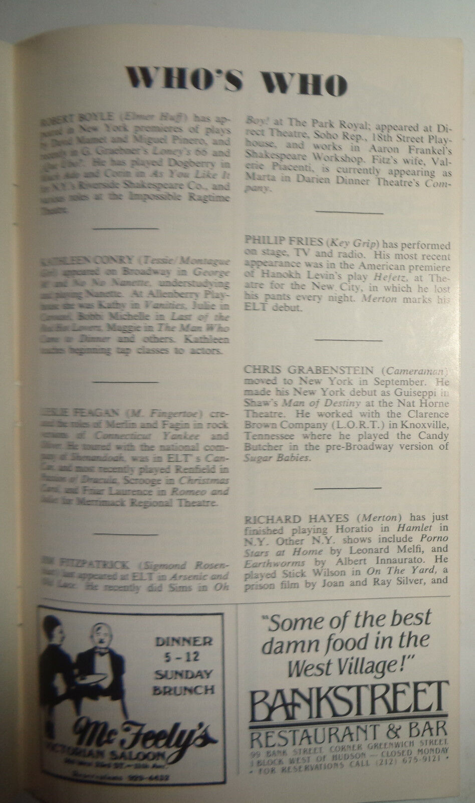 MERTON OF THE MOVIES - SHOWBILL - APRIL 1980 Equity Library Theatre