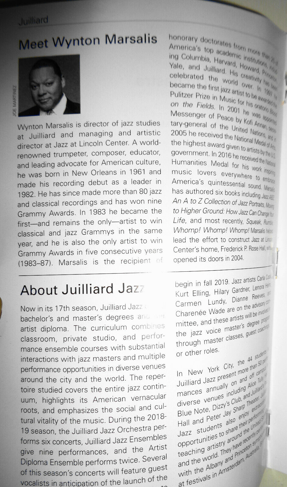 Juilliard Jazz Orchestra Playbill April 2019 - Jelly Roll Morton, Thelonius Monk