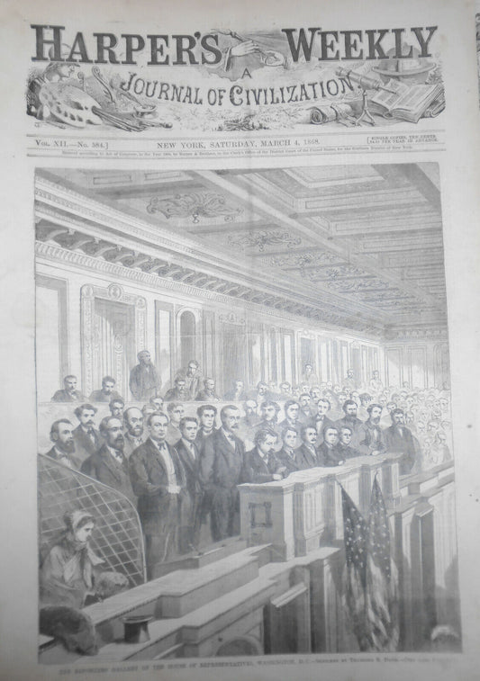 Reporters' Gallery Of The House Of Representatives Harper's Weekly March 4, 1868