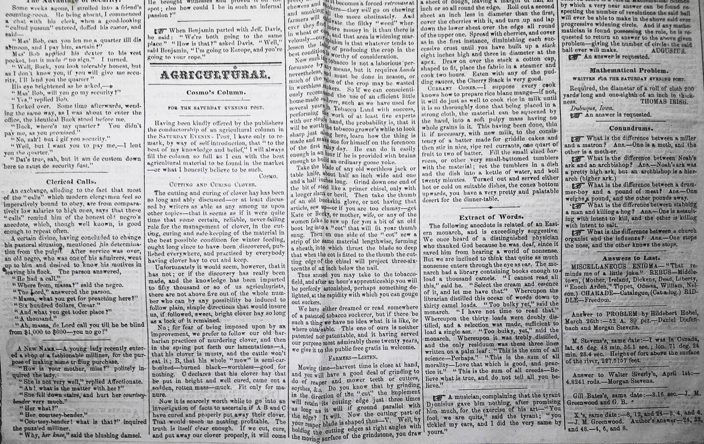 Saturday Evening Post, June 10, 1865 - General Lee in London, etc