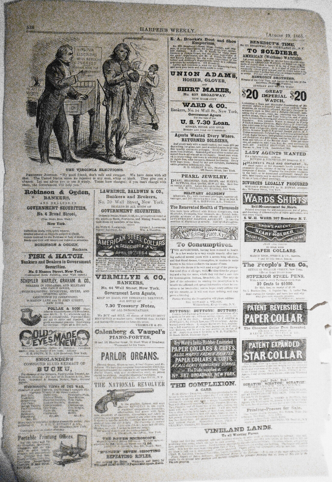 [Racism]  "The Virginia Elections", original cartoon in Harper's Weekly, 1865