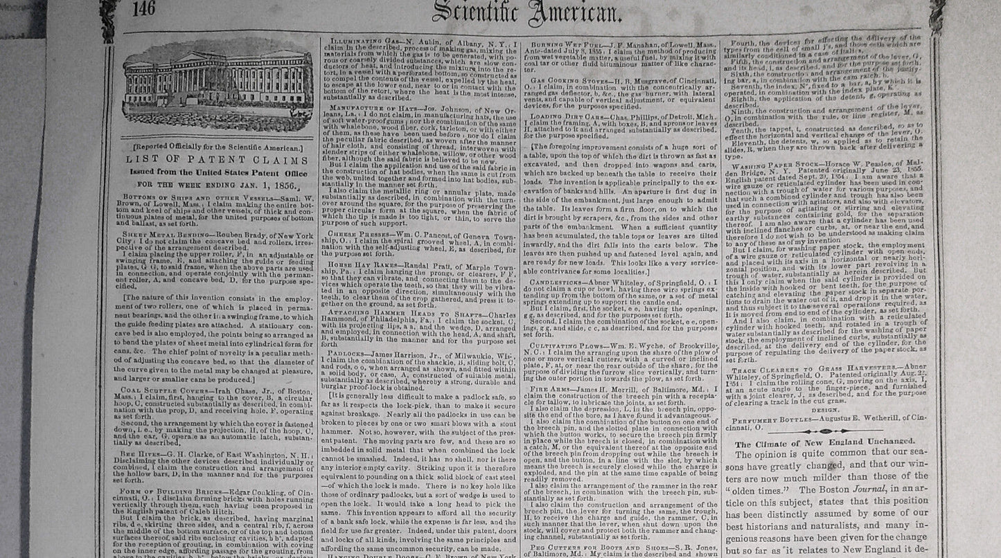 Scientific American January 19, 1856. Robert Fulton; California; Horse flesh etc