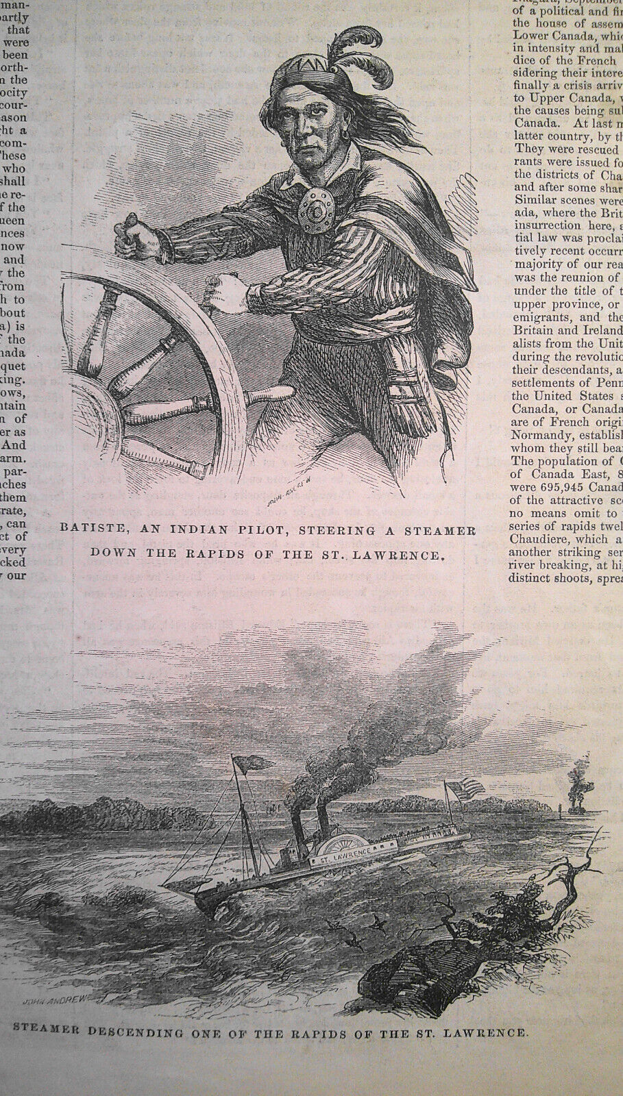 A Trip to Canada - Story & 8 Prints - Ballou's Pictorial, June 6, 1857. Original