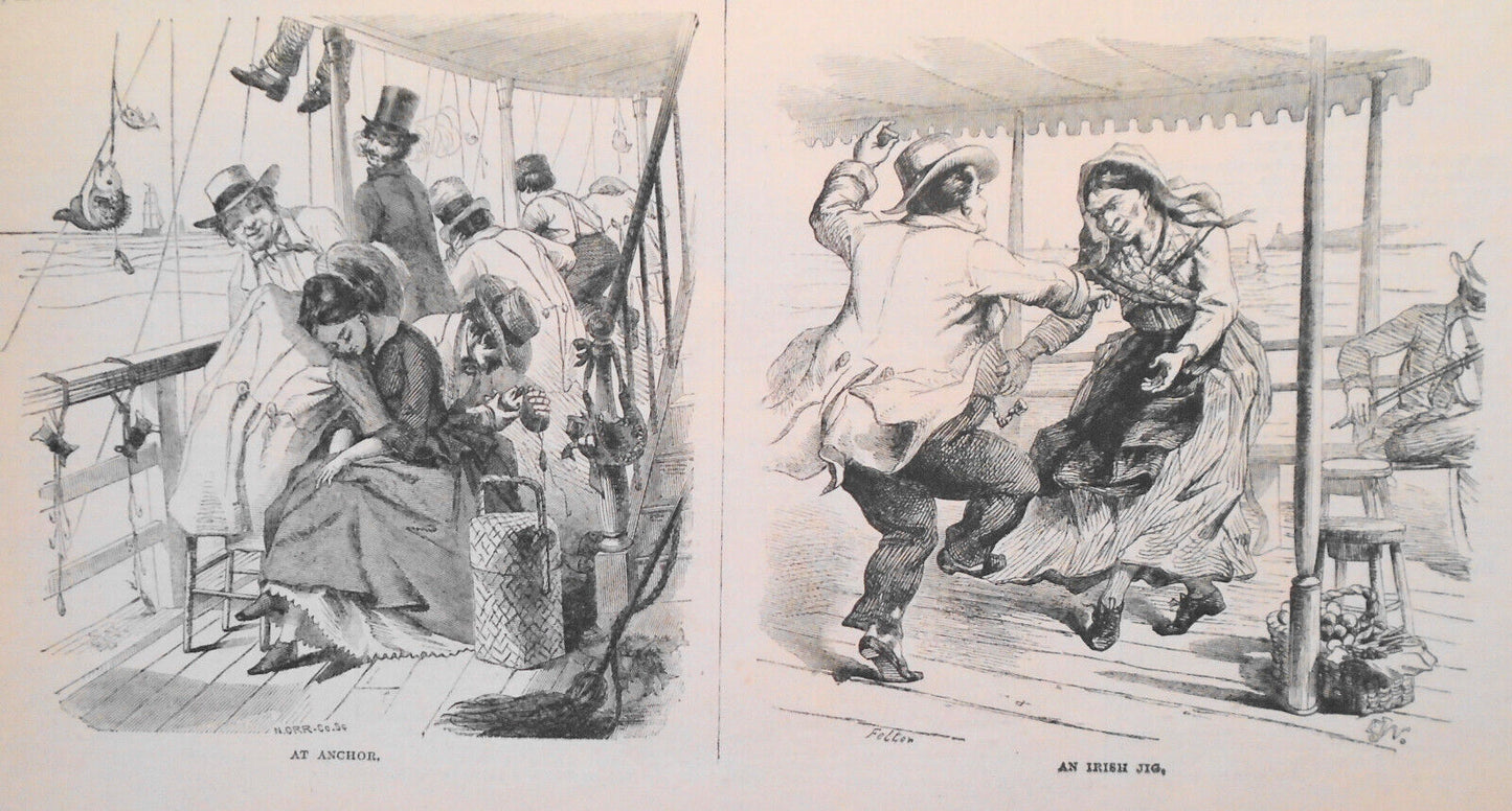 A Trip To The Fishing Banks - Harper's Weekly August 7, 1858, Story & 8 Prints