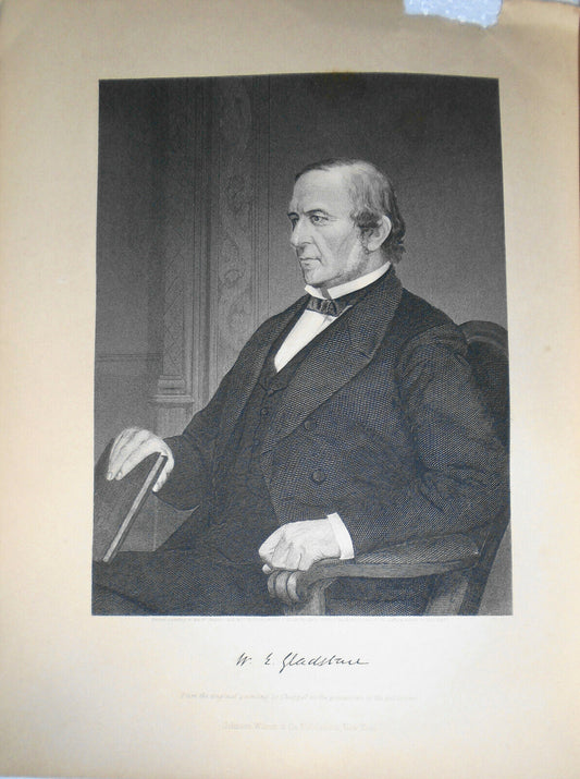 William Ewart Gladstone -  engraving - 1876 - Duyckinck Internationale Gallerie