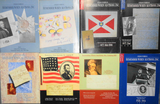 8 "Remember When Auctions" Catalogs- Americana, Slavery, Civil War, Presidential
