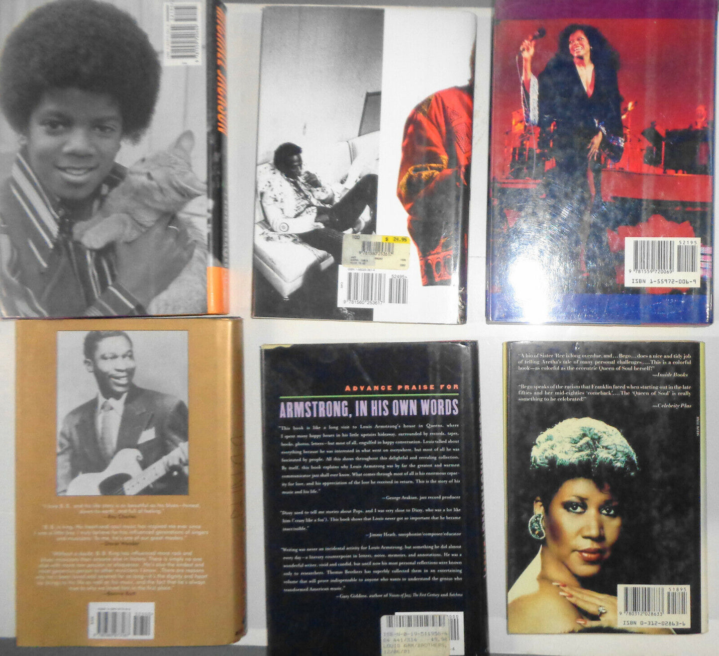Aretha, Miles, Satchmo, B B King, Diana, Michael - lot of 6 hardcovers - 1st ed.