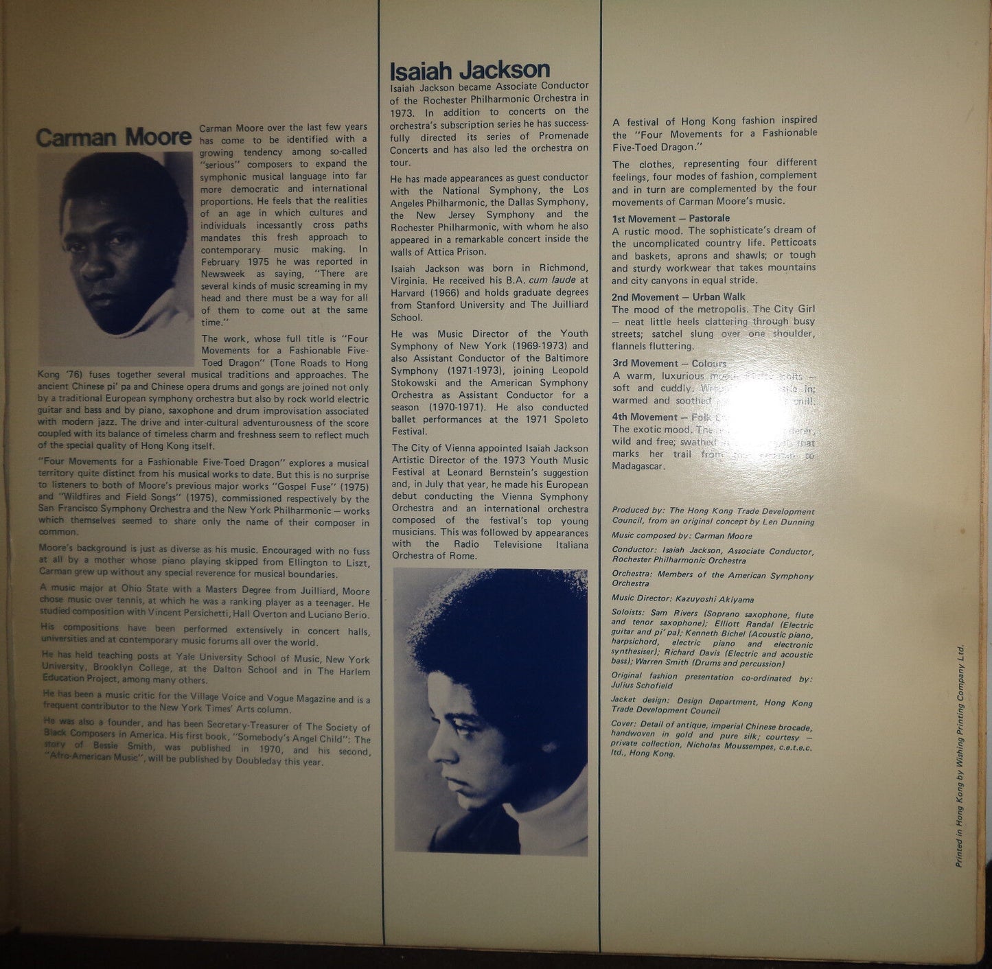 SIGNED Carman Moore ‎– Four Movements For A Fashionable Five-Toed Dragon LP