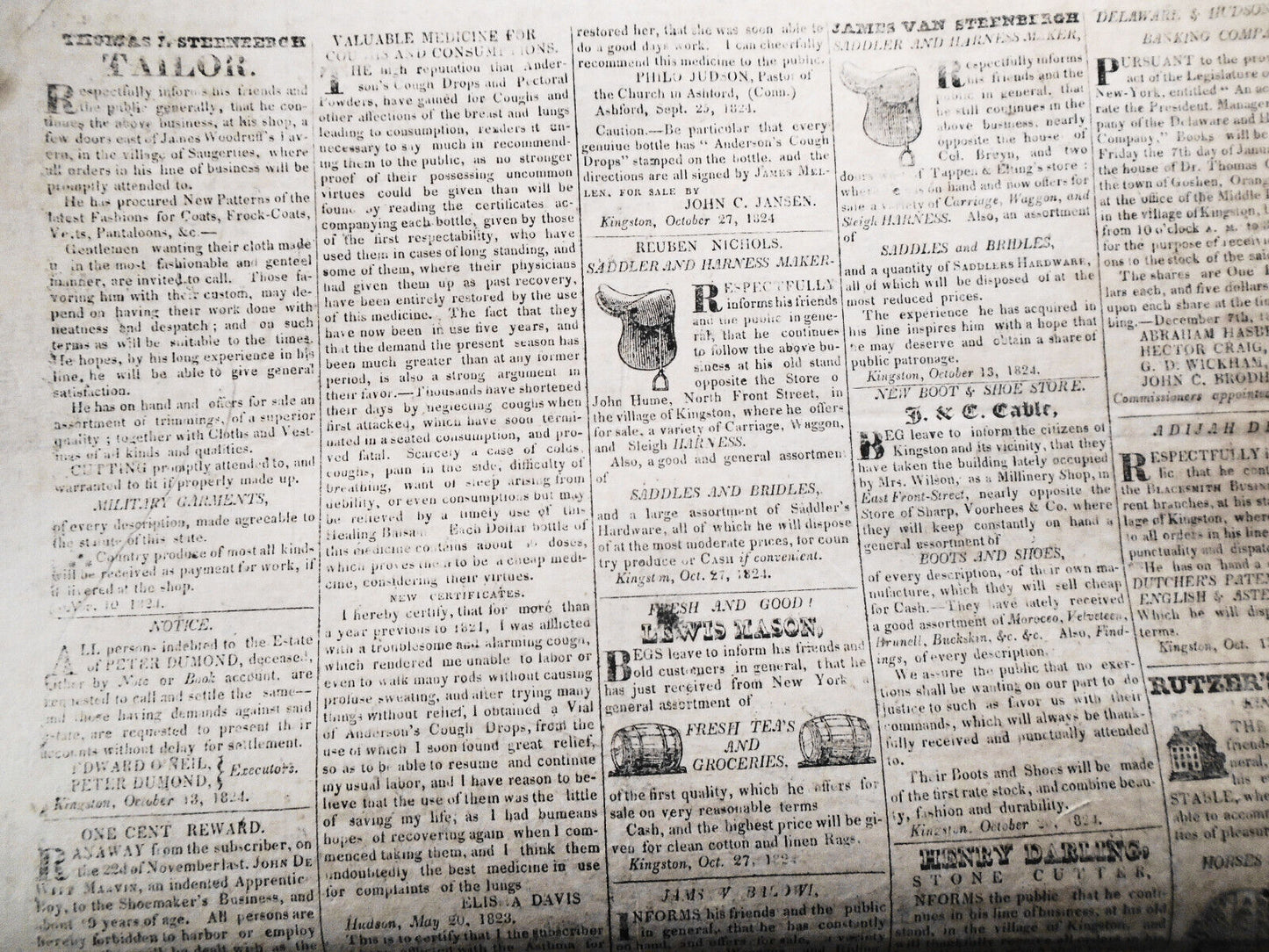 People's Advocate, January 5, 1825 - Kingston (N.Y.) - Gov DeWitt Clinton's copy