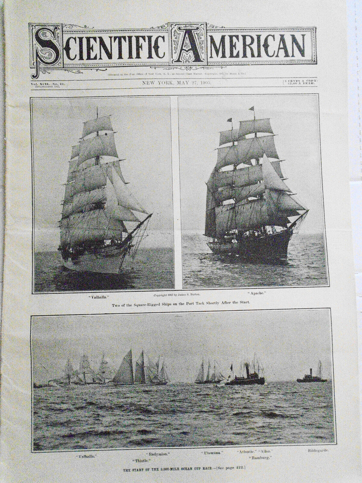 3,000 Mile Ocean Cup Race; US Racing Cars... Scientific American - May 27, 1905