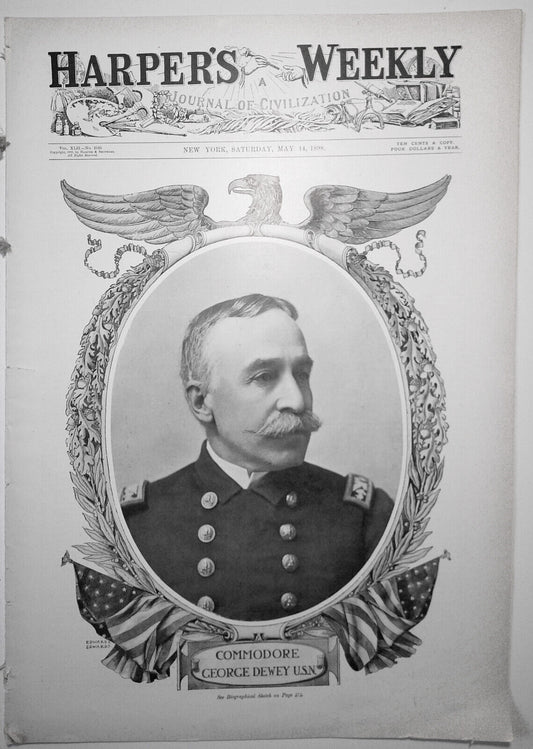 Harper's Weekly May 14 1898 :  Battle of Manila, Klondike gold map; Dewey; etc.