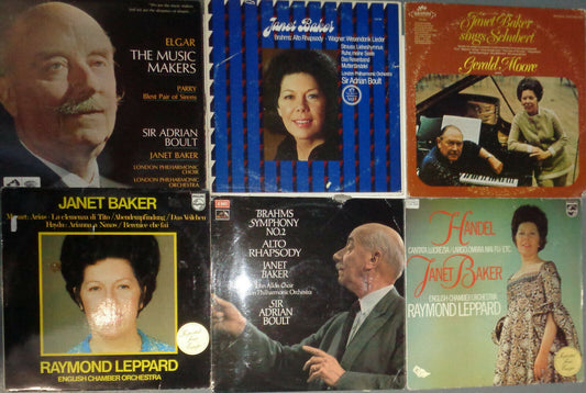 Dame Janet Baker - 6 vinyl Lps : Elgar, Brahms, Schubert, Mozart, Handel...