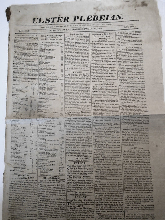 The Ulster Plebeian, January 19, 1825 - New York Governor DeWitt Clinton's copy