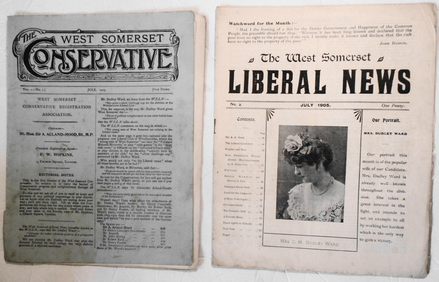 1905 West Somerset Liberal vs. Conservative dueling Publications July '05