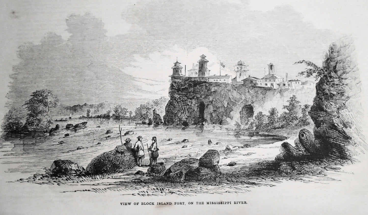 View Of Block Island Fort, On The Mississippi River - Gleason's Pictorial, 1850s