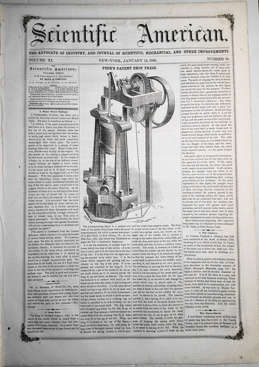Scientific American, January 12, 1856. New system of Numeration and Measurement