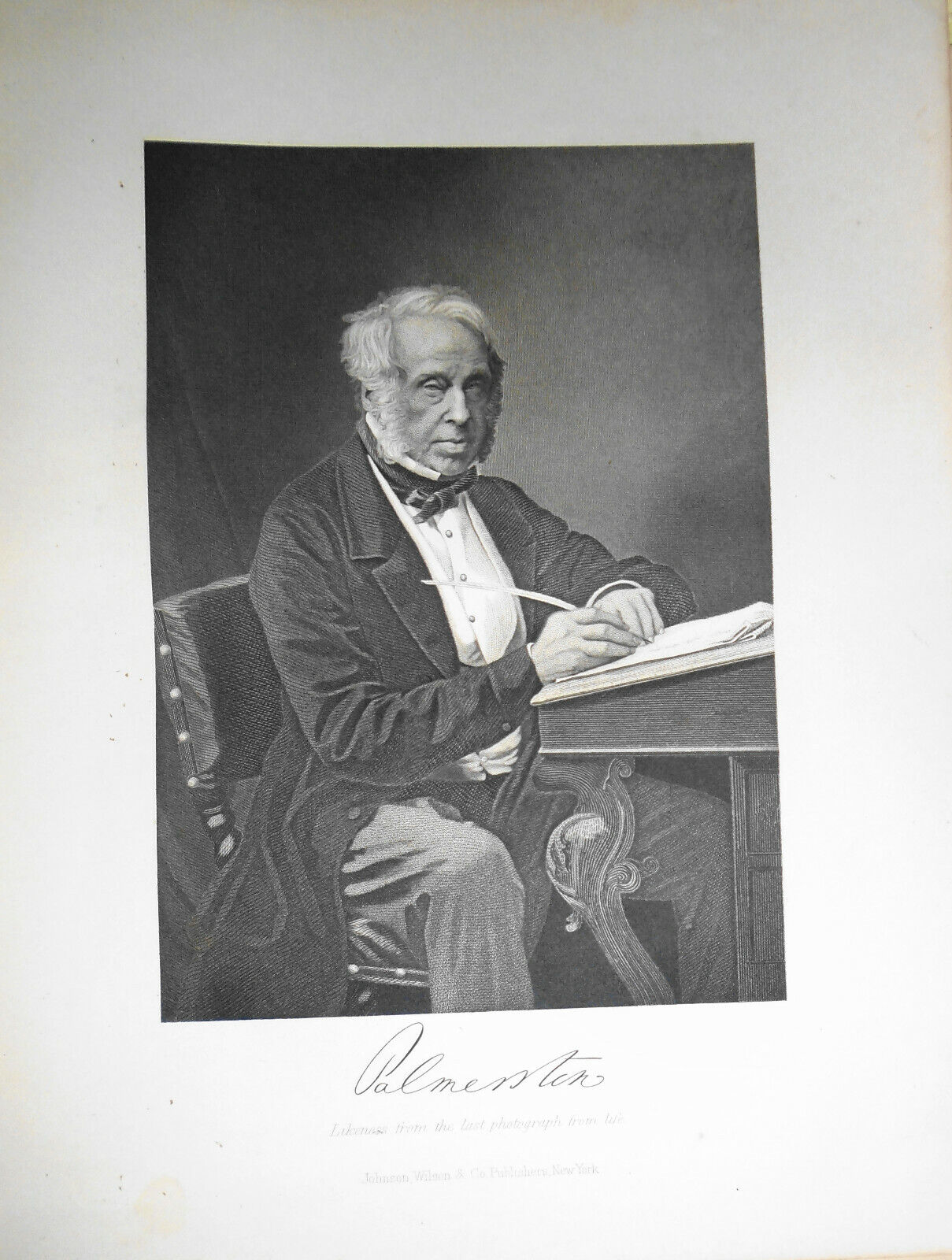 Lord Palmerston - steel engraving - 1876 - Duyckinck Internationale Gallerie