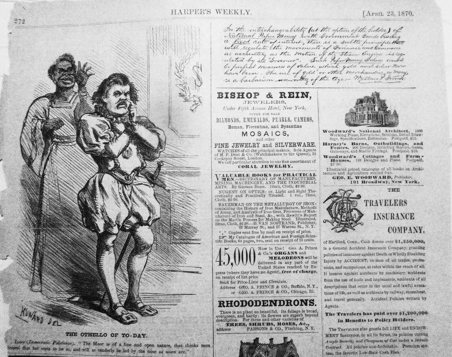 The Othello of Today.  Harper's Weekly, April 23, 1870 [Slavery, reconstruction]