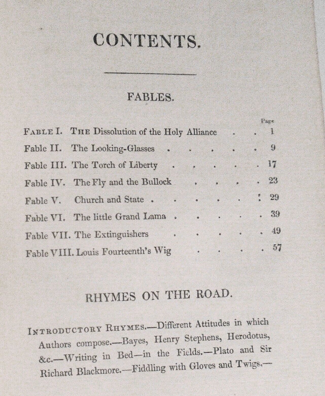 1823 Fables For The Holy Alliance: Rhymes On The Road - by Thomas Brown. 1st ed.